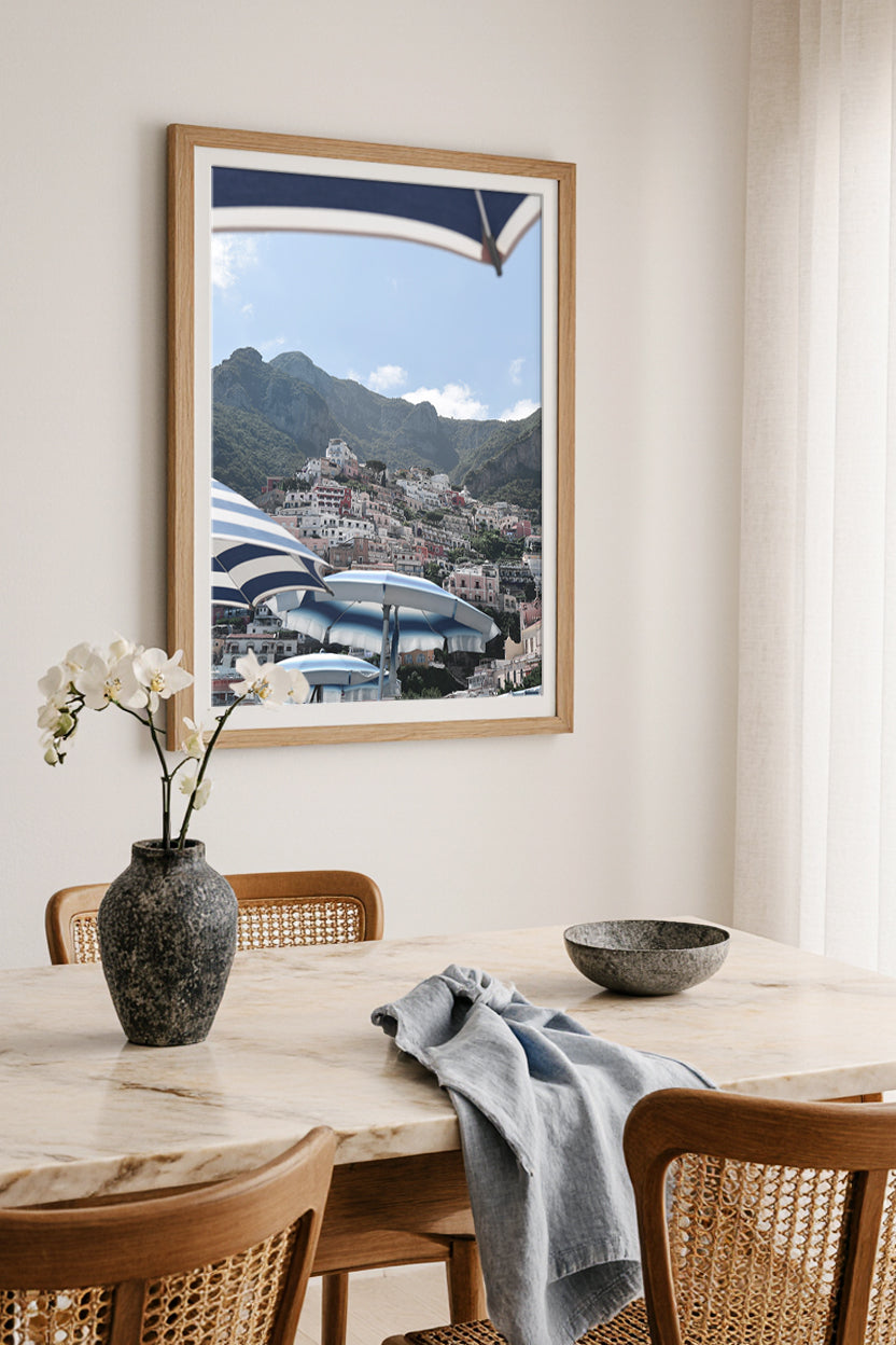 Positano Beach Umbrellas Wall Art Print