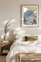 Positano Town Yellow Umbrella Wall Art Print
