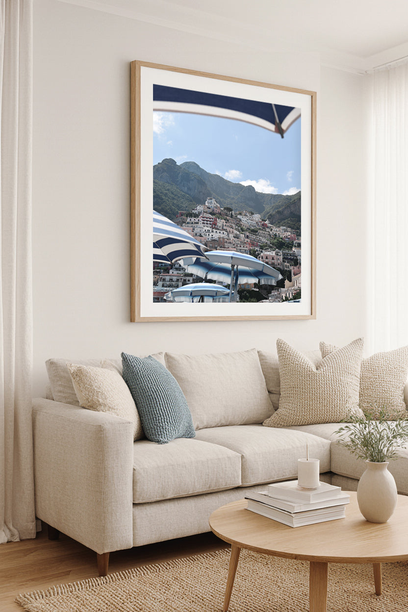 Positano Beach Umbrellas Wall Art Print