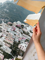 Positano Town Yellow Umbrella Wall Art Print