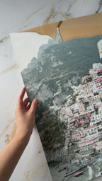 Positano Town Yellow Umbrella Wall Art Print